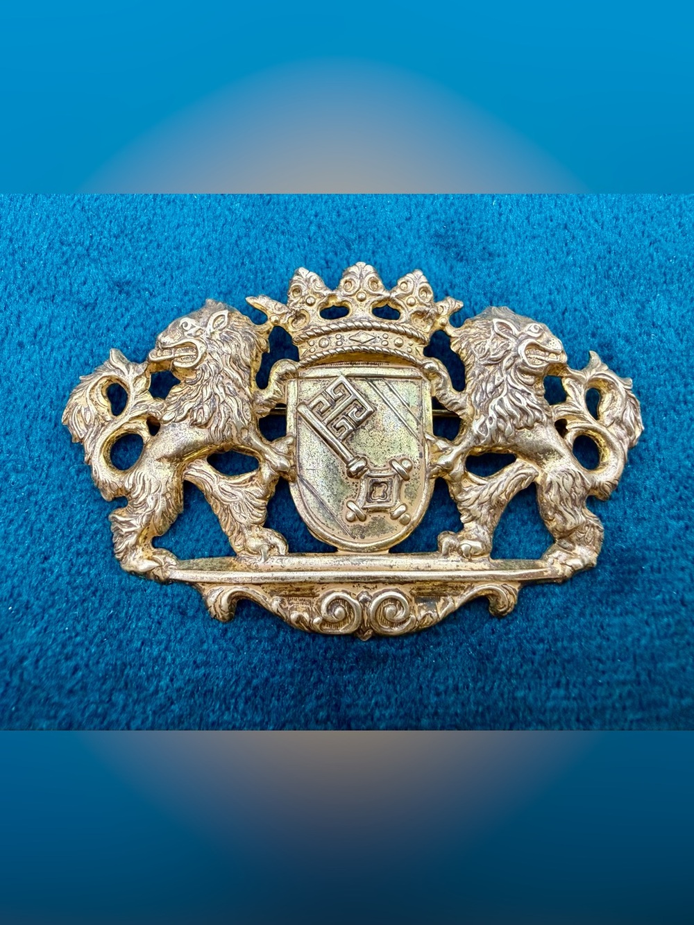 Signed Miriam Haskell Heraldic Lion Brooch